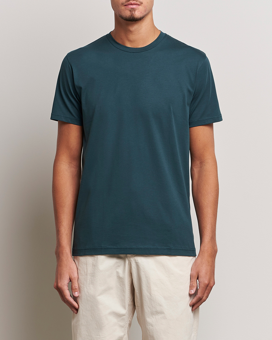 Men | T-Shirts | Sunspel | Riviera Midweight Tee Peacock