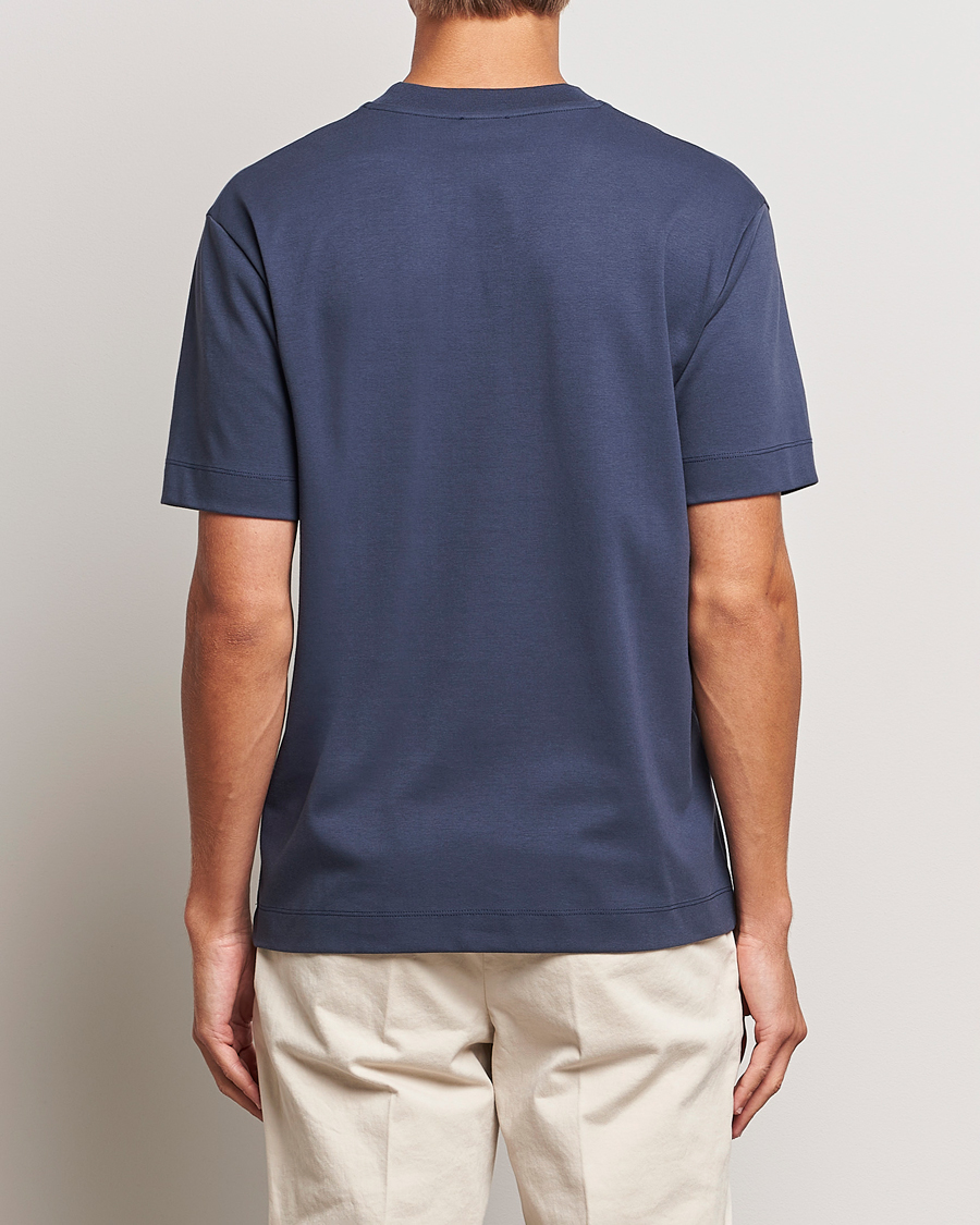 Men | T-Shirts | Sunspel | Heavyweight Mock Neck T-Shirt Navy