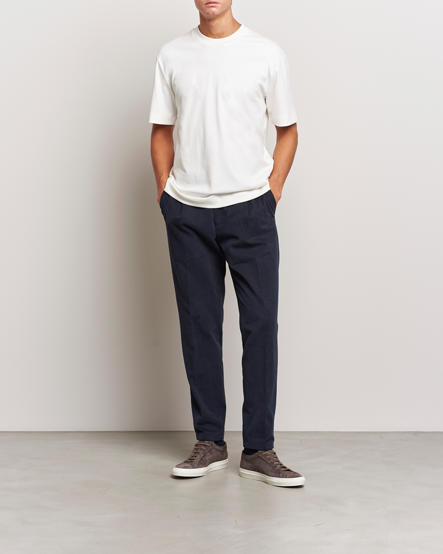 Men | T-Shirts | Sunspel | Heavyweight Mock Neck T-Shirt Ecru