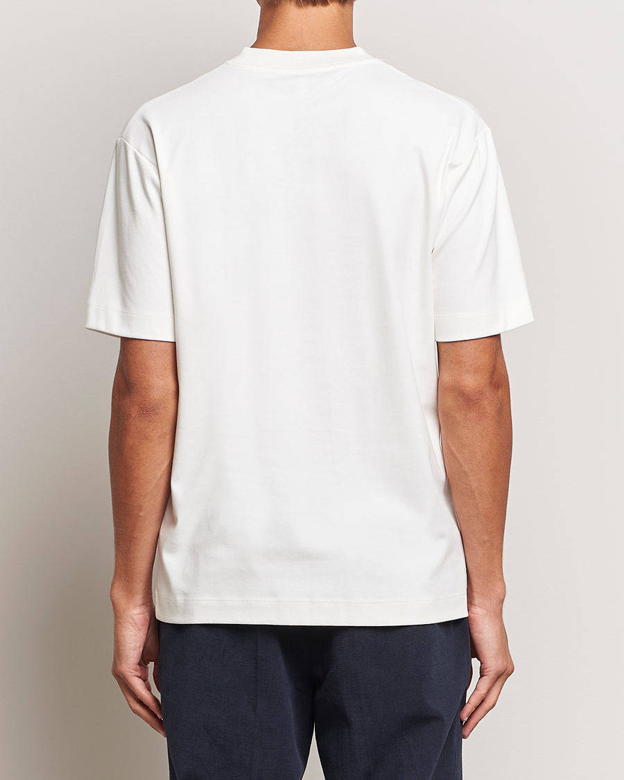 Men | T-Shirts | Sunspel | Heavyweight Mock Neck T-Shirt Ecru