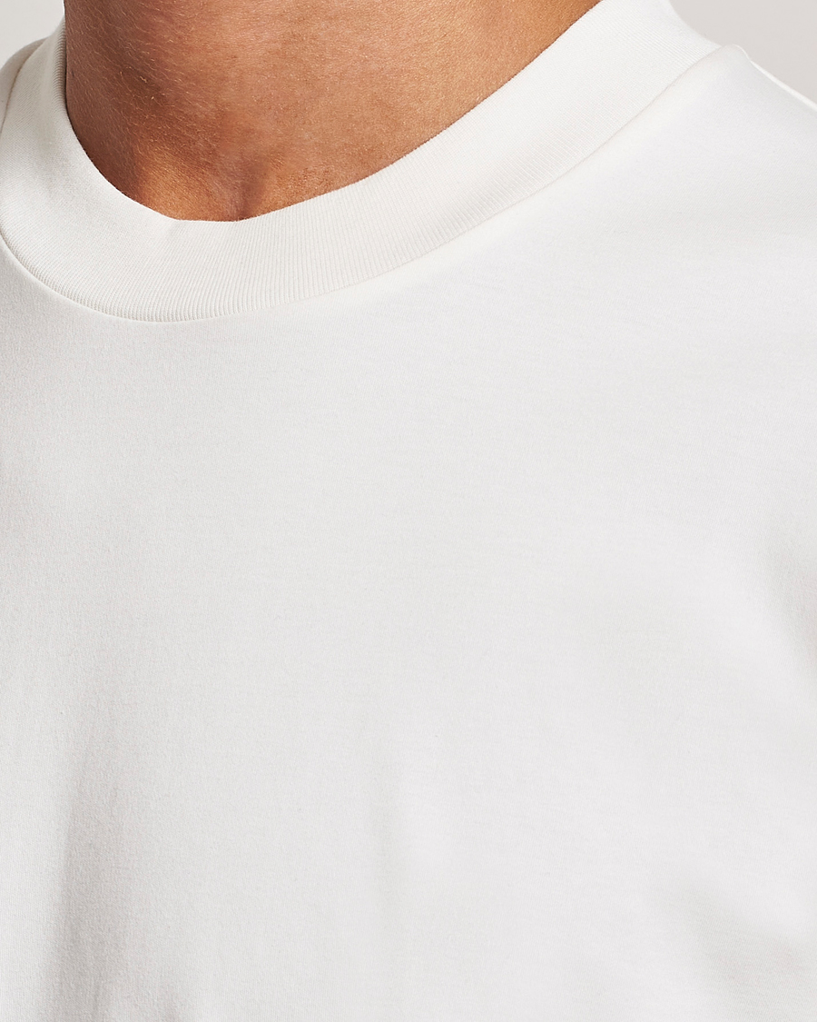 Men | T-Shirts | Sunspel | Heavyweight Mock Neck T-Shirt Ecru