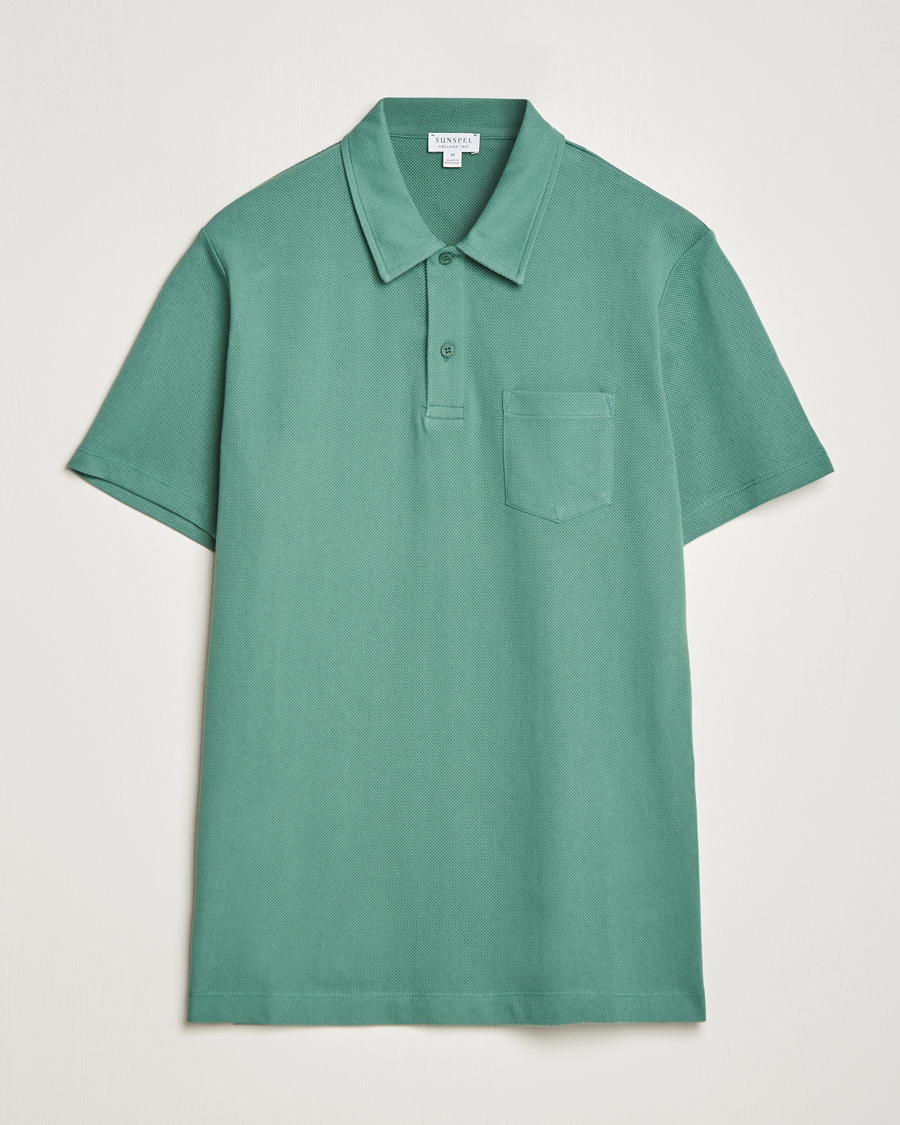 Men | Polo Shirts | Sunspel | Riviera Polo Shirt Light Pine