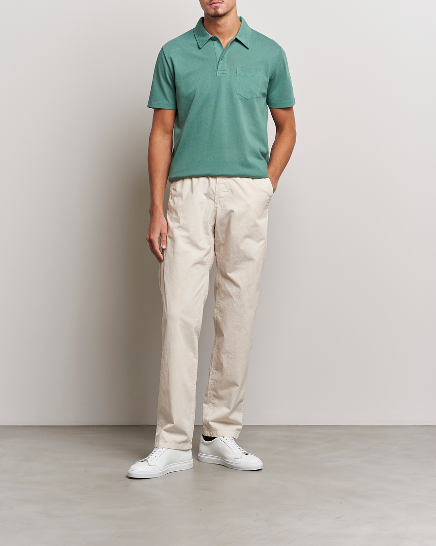 Men | Polo Shirts | Sunspel | Riviera Polo Shirt Light Pine