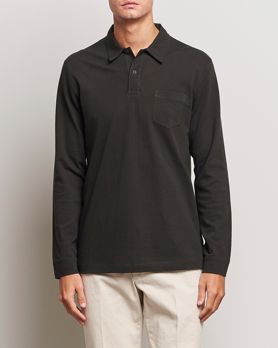 Men |  | Sunspel | Long Sleeve Riviera Polo Shirt Coffee