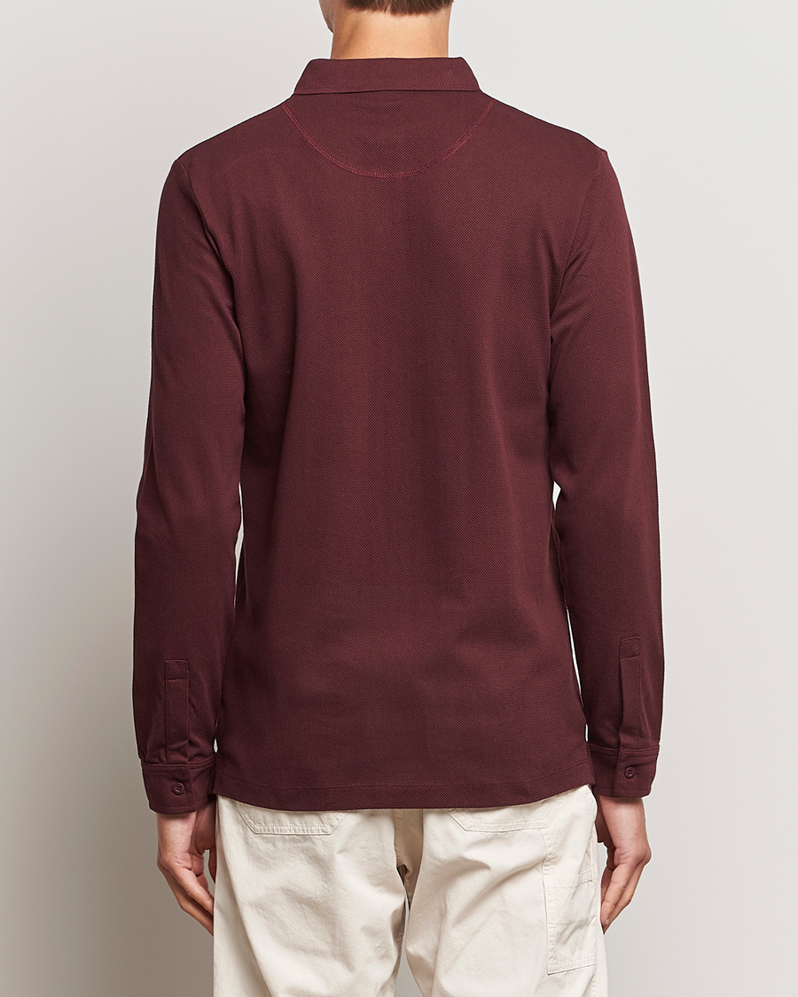 Men | Sweaters & Knitwear | Sunspel | Long Sleeve Riviera Polo Shirt Maroon