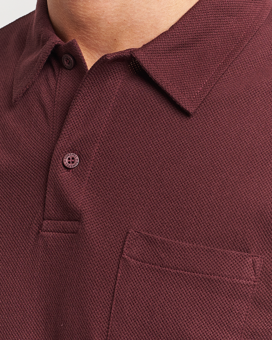 Men | Sweaters & Knitwear | Sunspel | Long Sleeve Riviera Polo Shirt Maroon