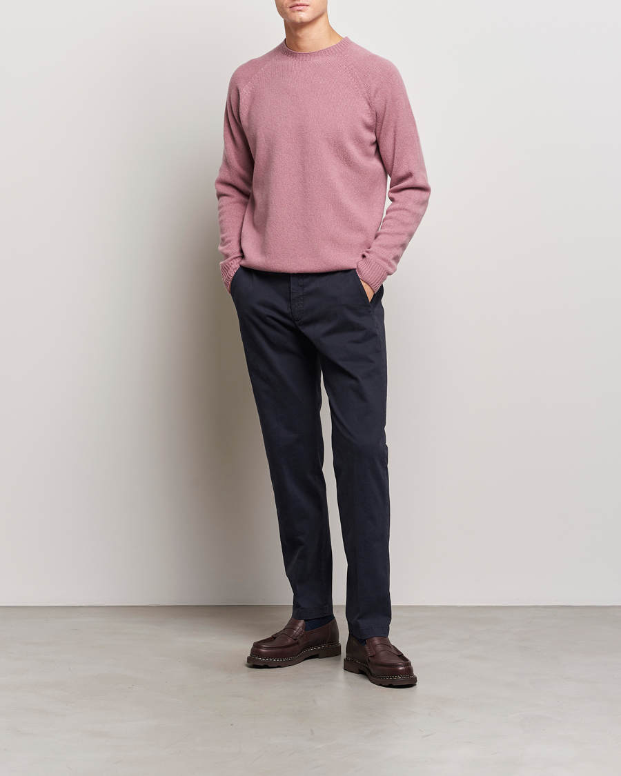 Men | Sweaters & Knitwear | Sunspel | Lambswool Crewneck Vintage Pink