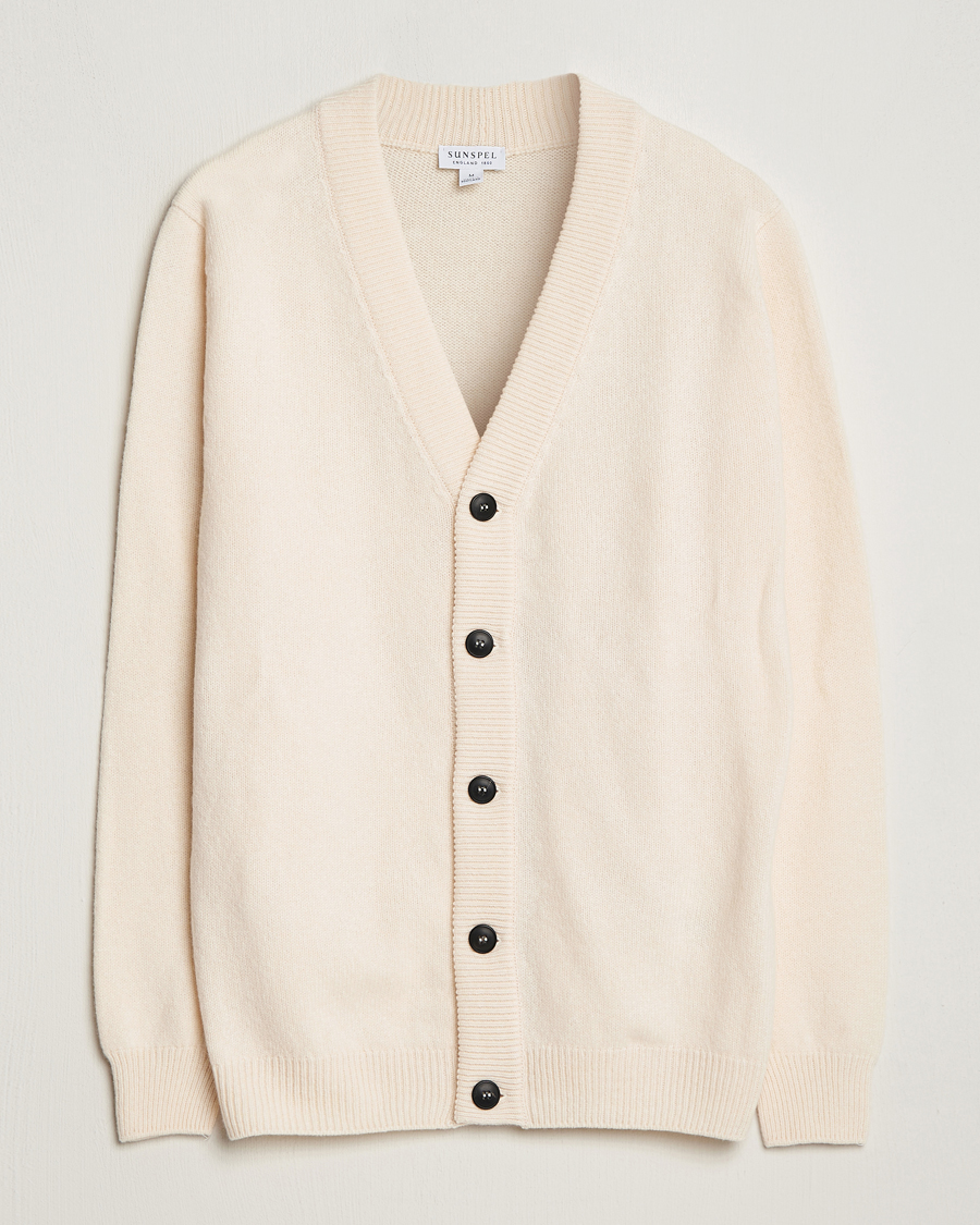 Men | Sweaters & Knitwear | Sunspel | Lambswool Cardigan Ecru