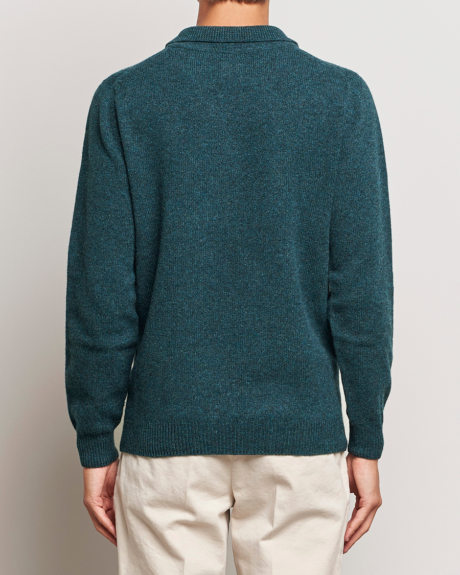 Men | Sweaters & Knitwear | Sunspel | Lambswool Poloshirt Peacock