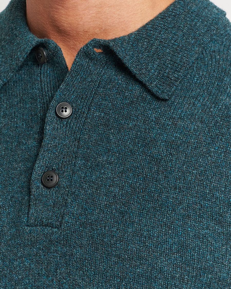 Men | Sweaters & Knitwear | Sunspel | Lambswool Poloshirt Peacock
