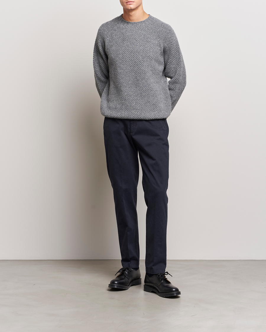 Men | Sweaters & Knitwear | Sunspel | Textured Lambswool Jumper Mid Grey Twist