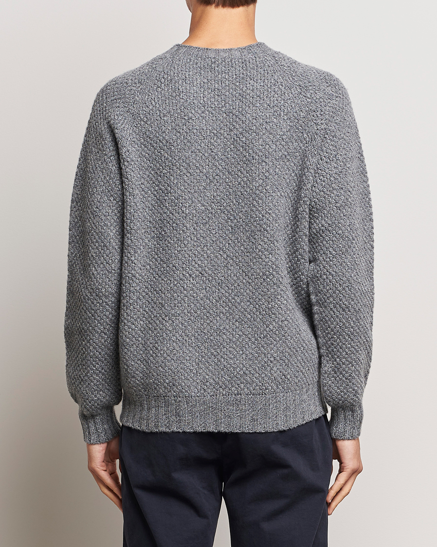 Men | Sweaters & Knitwear | Sunspel | Textured Lambswool Jumper Mid Grey Twist