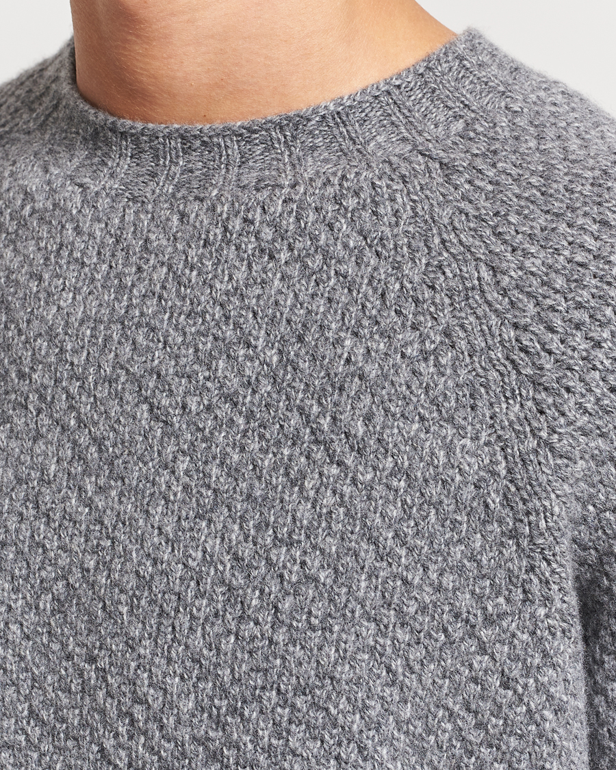 Men | Sweaters & Knitwear | Sunspel | Textured Lambswool Jumper Mid Grey Twist