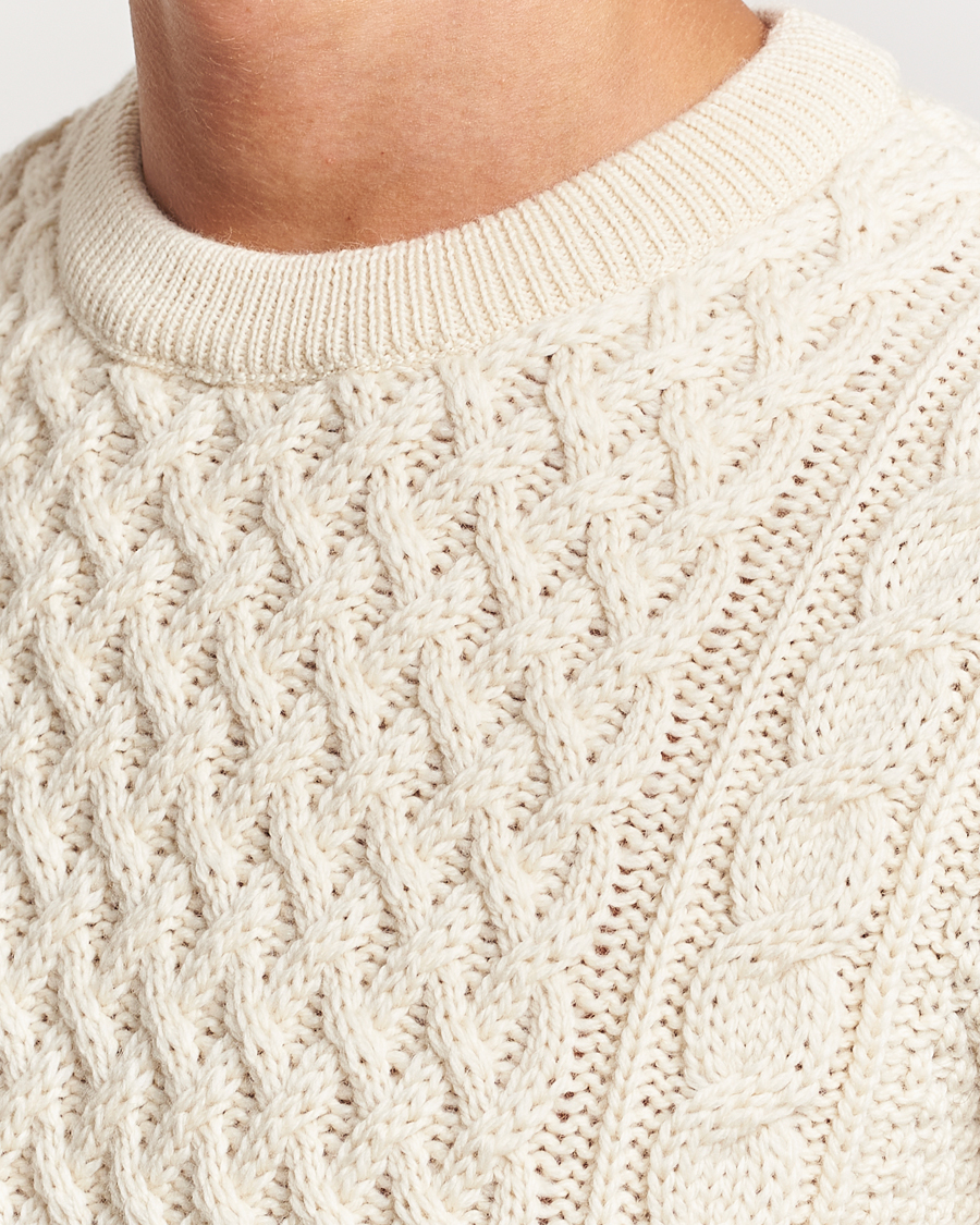 Men | Sweaters & Knitwear | Sunspel | Cable Jumper Ecru