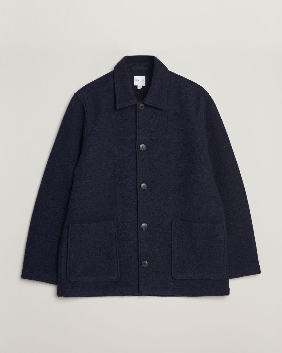 Men | Coats & Jackets | Sunspel | Double Faced Chore Jacket Navy