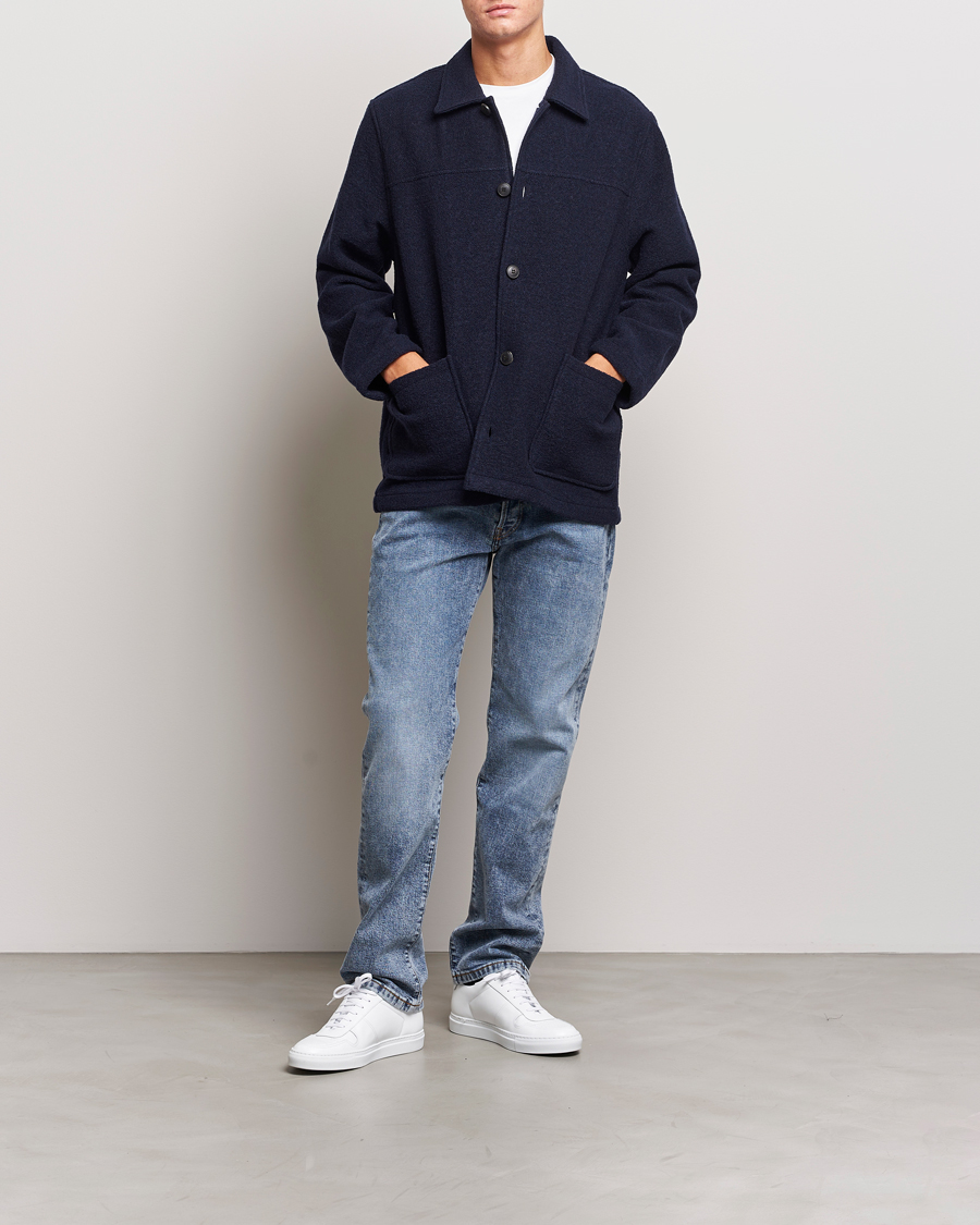 Men | Coats & Jackets | Sunspel | Double Faced Chore Jacket Navy