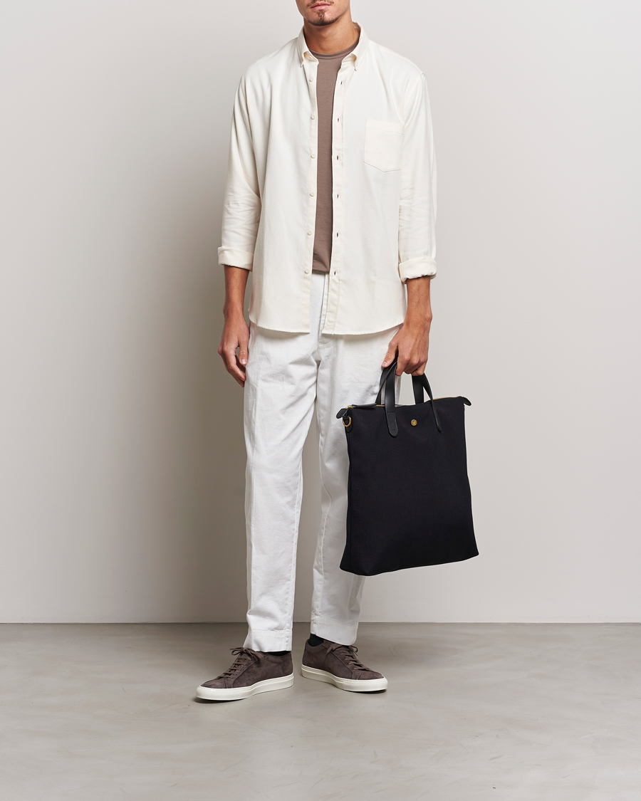 Men | Shirts | Sunspel | Brushed Cotton Flannel Shirt Ecru