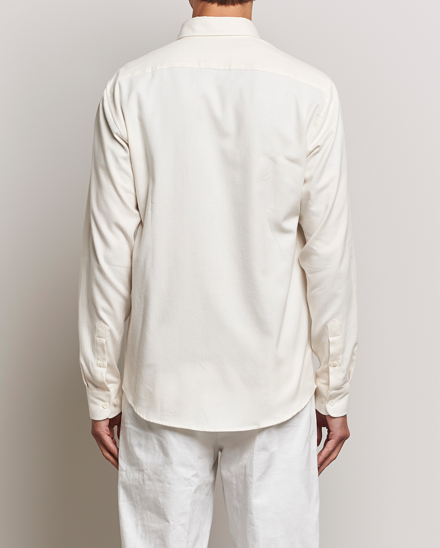 Men | Shirts | Sunspel | Brushed Cotton Flannel Shirt Ecru