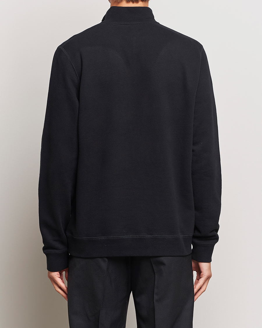 Men | Sweaters & Knitwear | Sunspel | Loopback Half Zip Sweatshirt Black