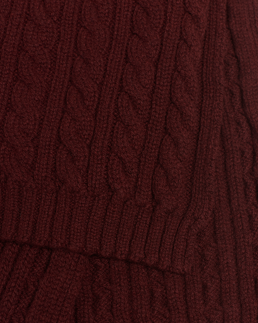 Men | Sunspel Lambswool Cable Scarf Maroon | Sunspel | Lambswool Cable Scarf Maroon