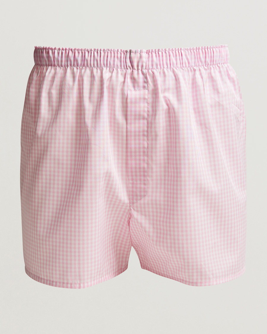 Men | Underwear & Socks | Sunspel | Cotton Gingham Boxer Pink