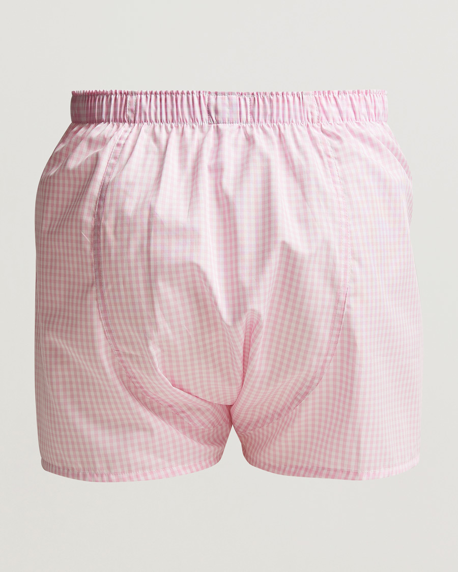 Men | Underwear & Socks | Sunspel | Cotton Gingham Boxer Pink