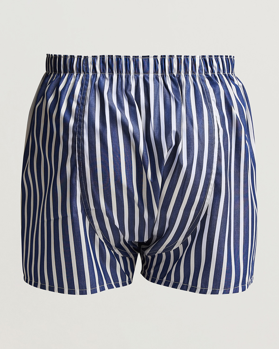 Men | Underwear & Socks | Sunspel | Cotton Gingham Boxer White/Navy