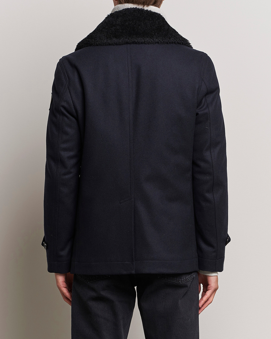 Men | Coats & Jackets | Belstaff | Ashridge Sherling Wool Peacoat Dark Ink