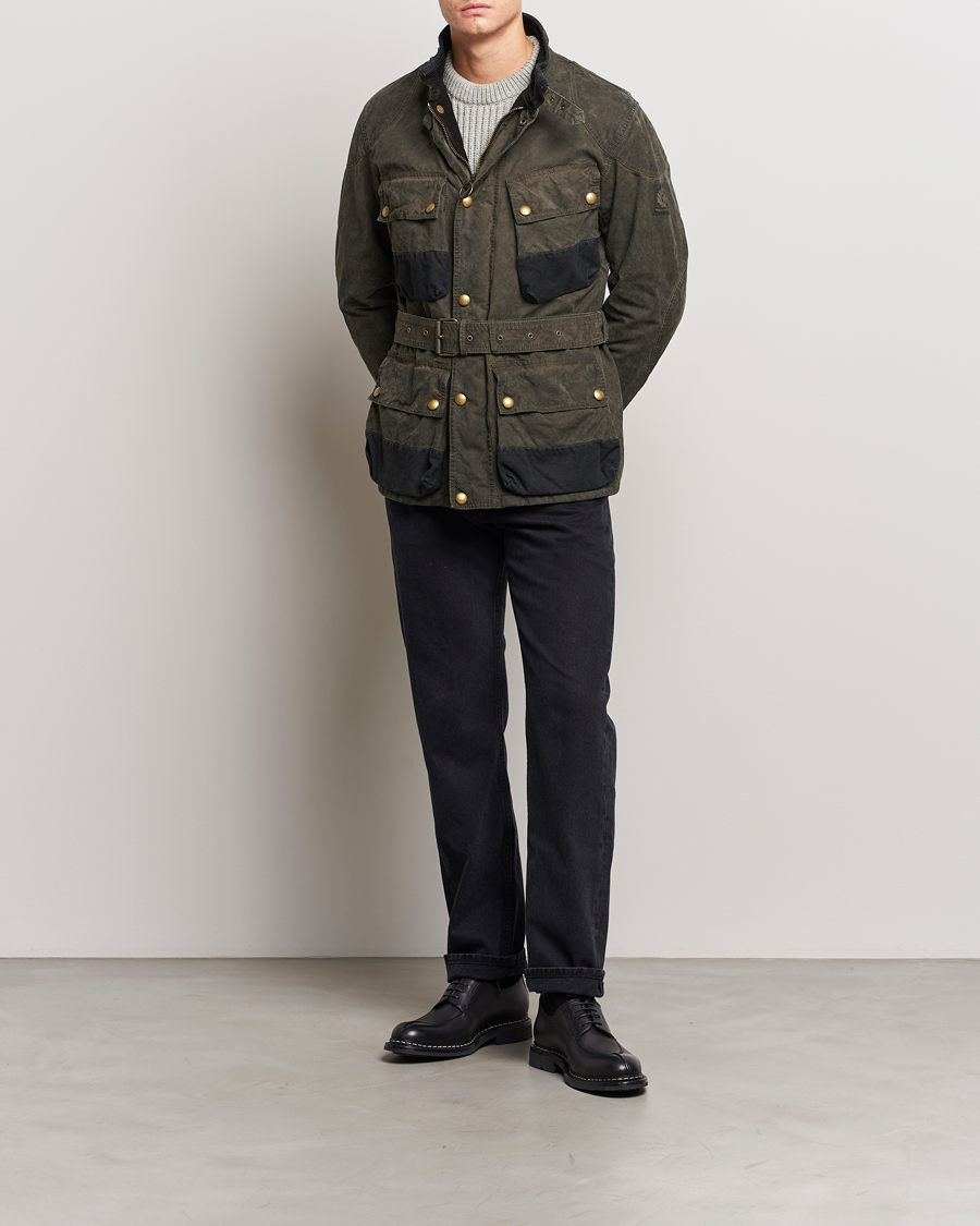 Men | Coats & Jackets | Belstaff | Patched Washed Waxed Trailmaster Fossil