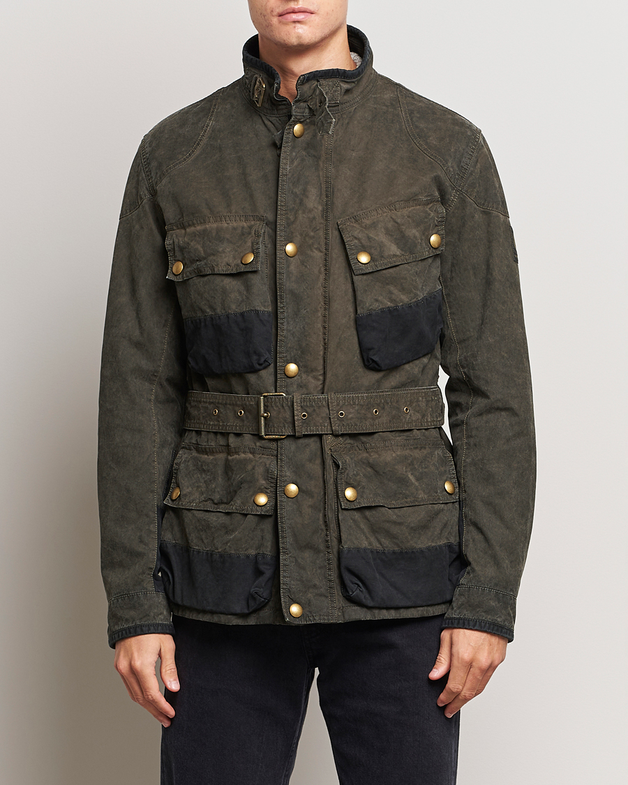 Men | Coats & Jackets | Belstaff | Patched Washed Waxed Trailmaster Fossil
