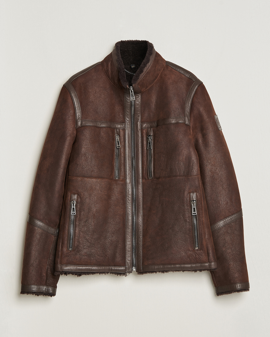 Men | Leather & Suede | Belstaff | Tundra Sherling Leather Jacket Earth Brown