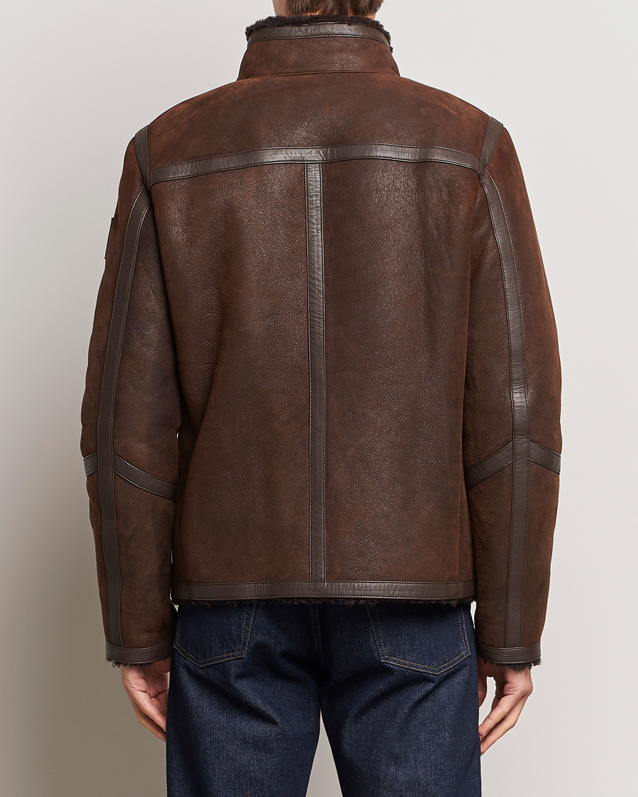 Men | Coats & Jackets | Belstaff | Tundra Sherling Leather Jacket Earth Brown