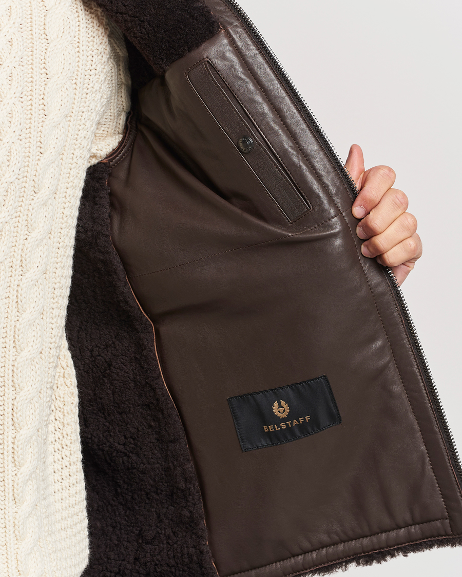 Men | Coats & Jackets | Belstaff | Tundra Sherling Leather Jacket Earth Brown