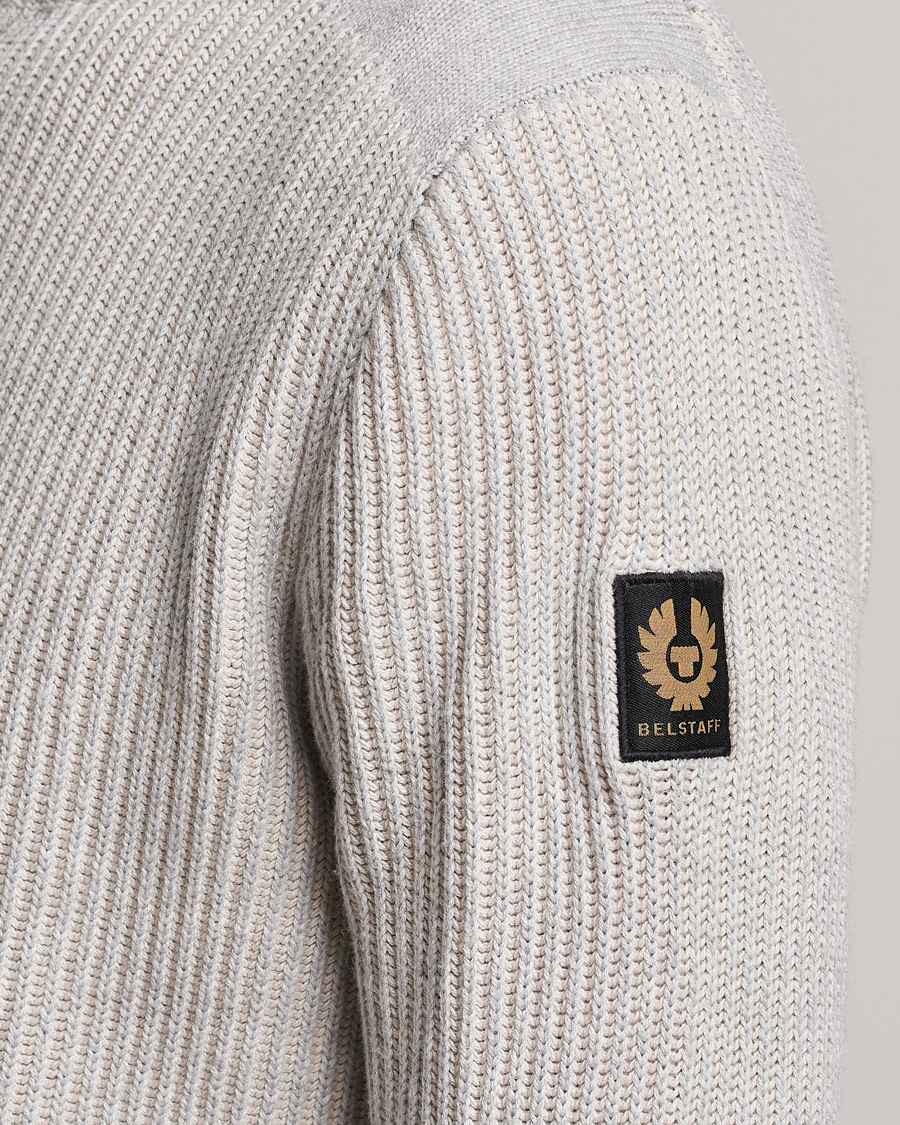 Men | Sweaters & Knitwear | Belstaff | Stanley Quarter Zip Jumper Old Silver