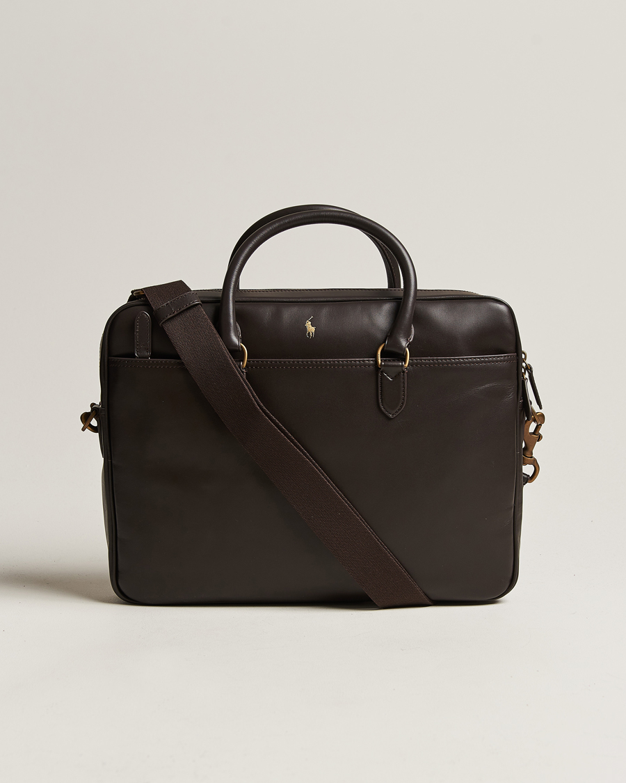 Men | Bags | Polo Ralph Lauren | Leather Commuter Bag  Dark Brown