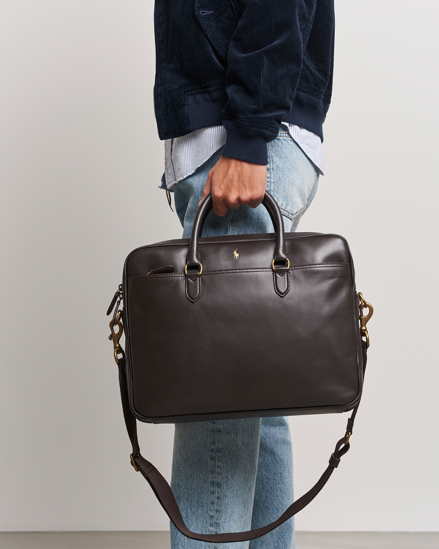 Men | Bags | Polo Ralph Lauren | Leather Commuter Bag  Dark Brown