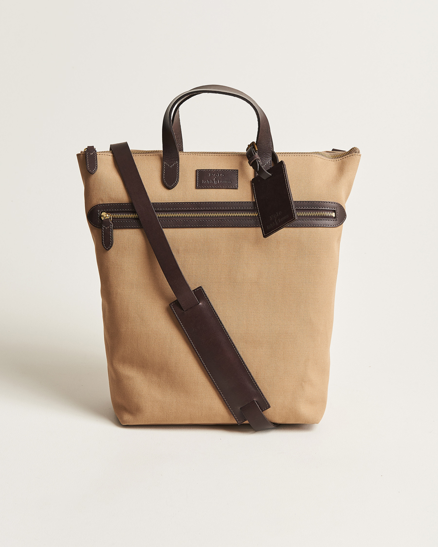 Men | Tote Bags | Polo Ralph Lauren | Canvas Tote Bag  Tan/Dark Brown