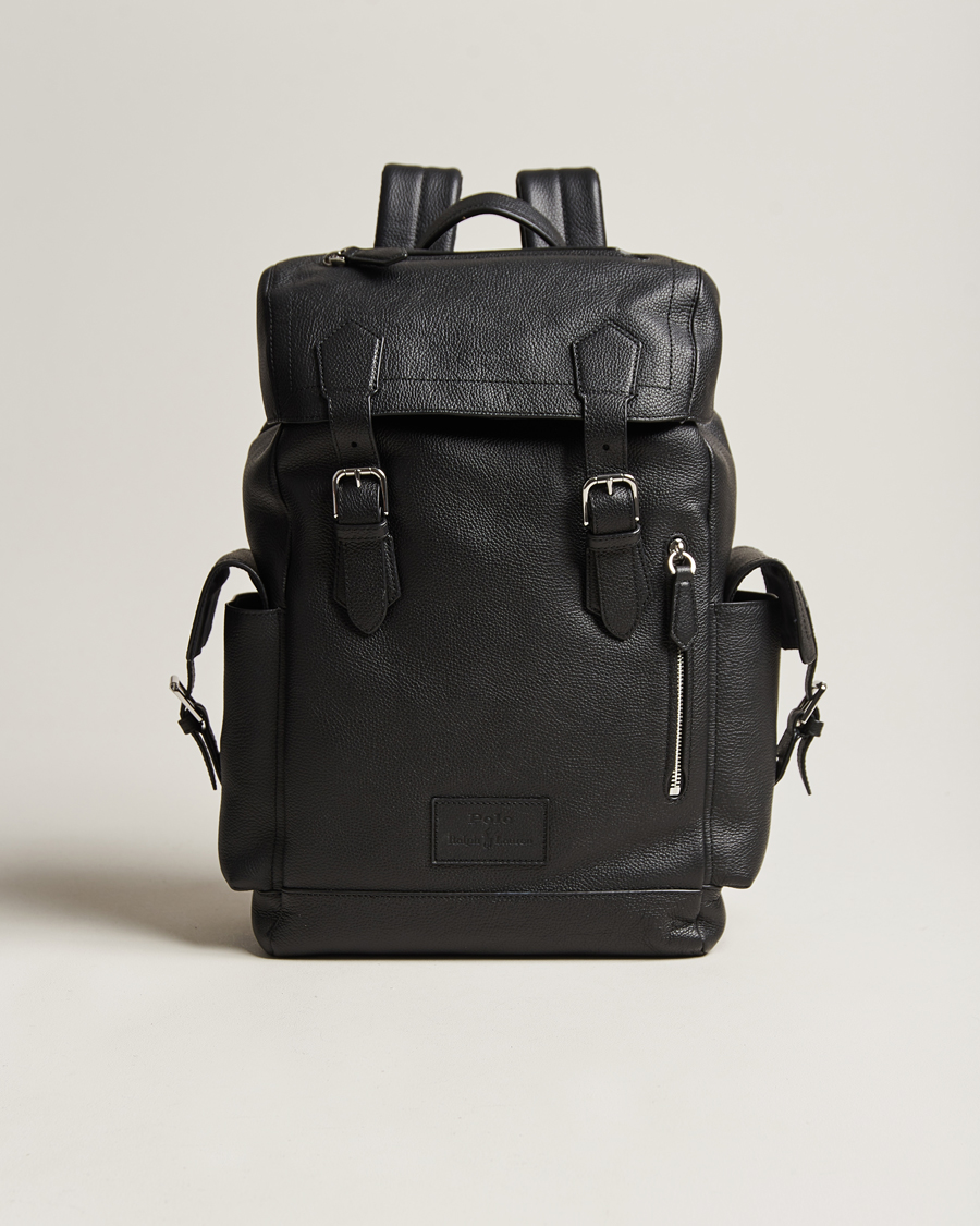 Men |  | Polo Ralph Lauren | Flap Leather Backpack Black
