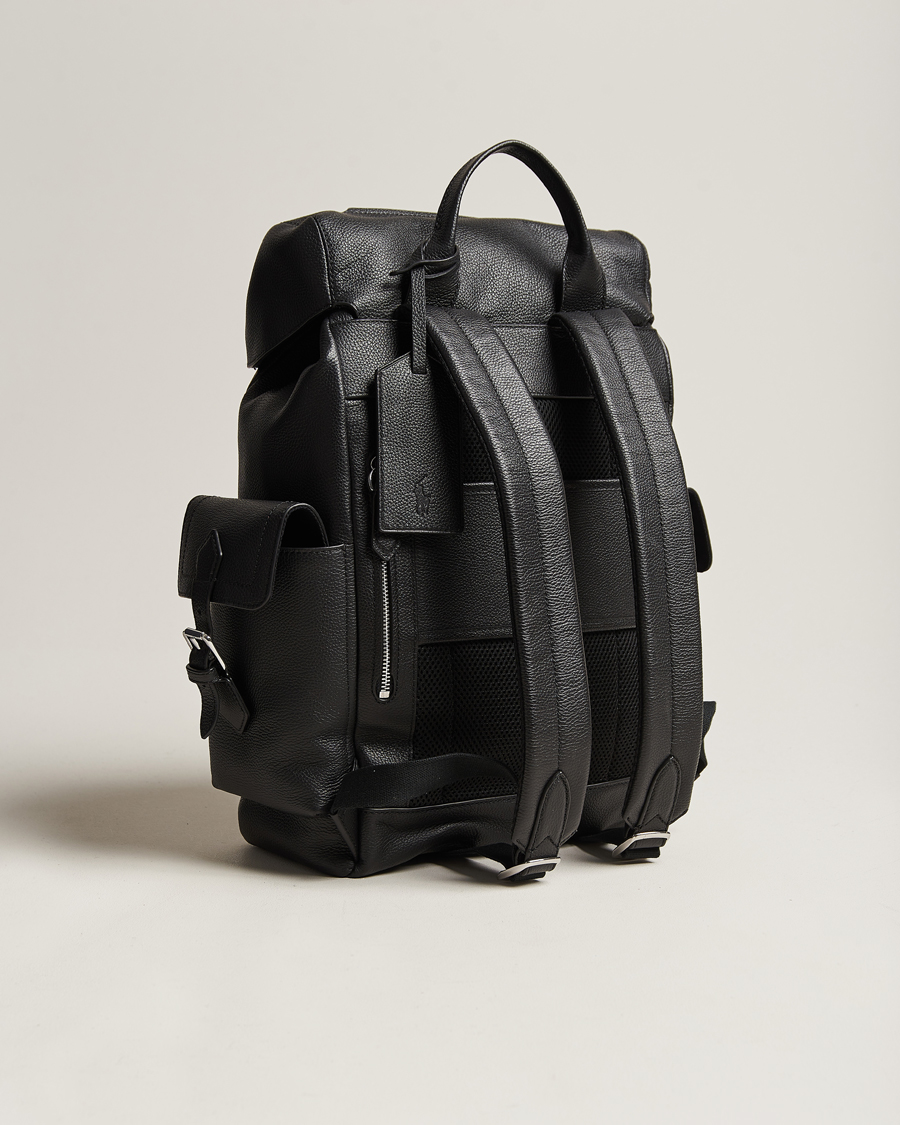 Men | Polo Ralph Lauren Flap Leather Backpack Black | Polo Ralph Lauren | Flap Leather Backpack Black