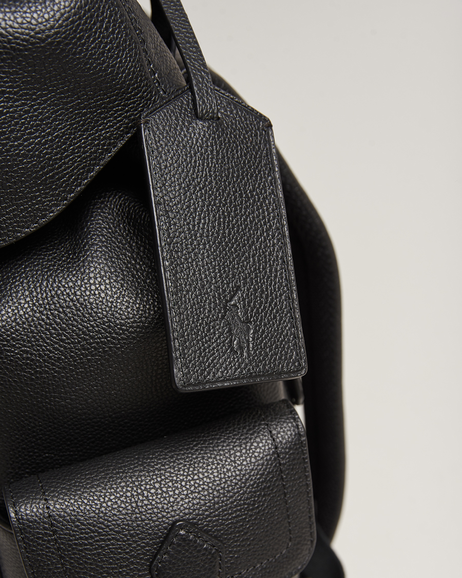 Men | Polo Ralph Lauren Flap Leather Backpack Black | Polo Ralph Lauren | Flap Leather Backpack Black