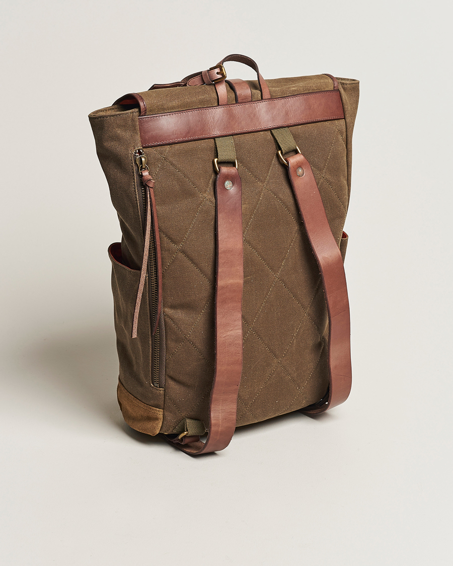 Men |  | Polo Ralph Lauren | Zip Top Oil Cloth Backpack Olive