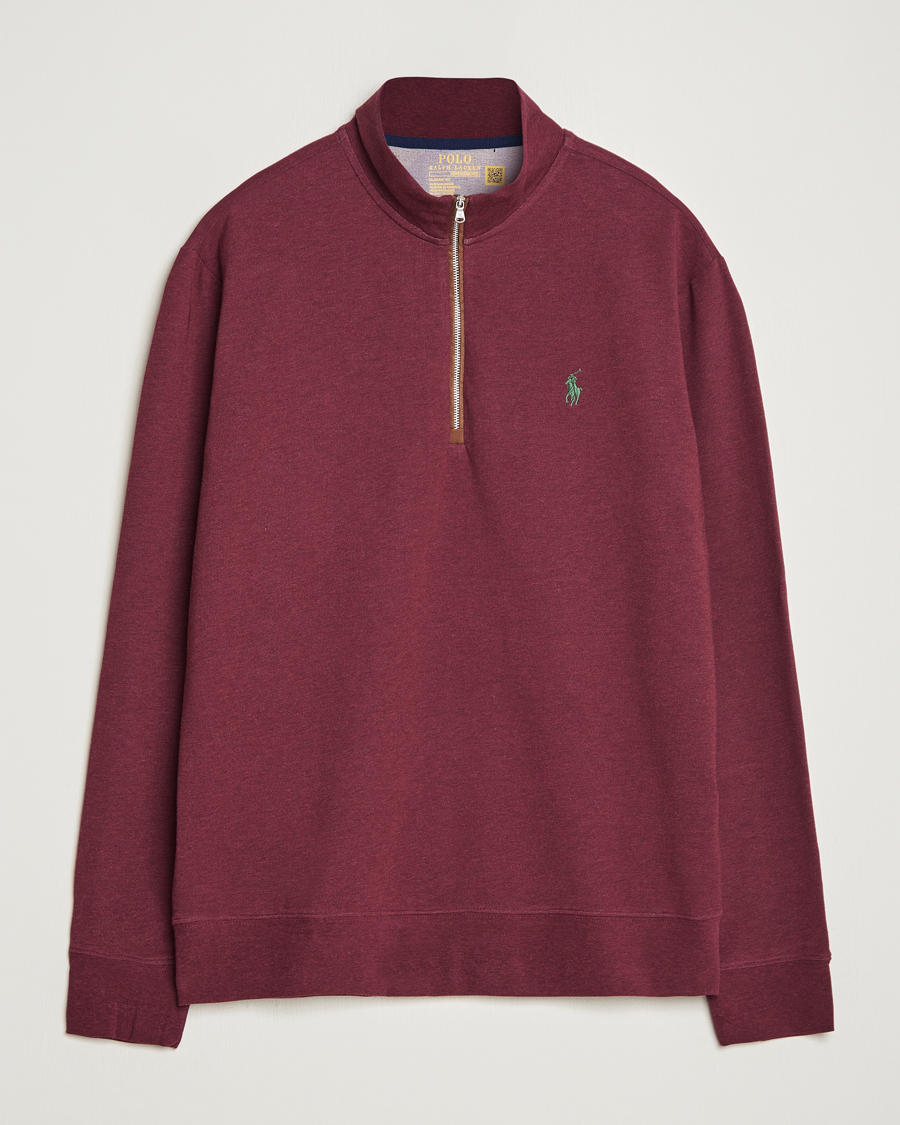 Men | Sweaters & Knitwear | Polo Ralph Lauren Golf | Terry Jersey Half Zip Sweater Wine Heather
