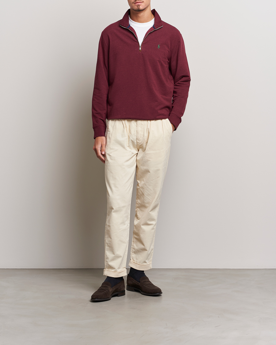 Men | Sweaters & Knitwear | Polo Ralph Lauren Golf | Terry Jersey Half Zip Sweater Wine Heather