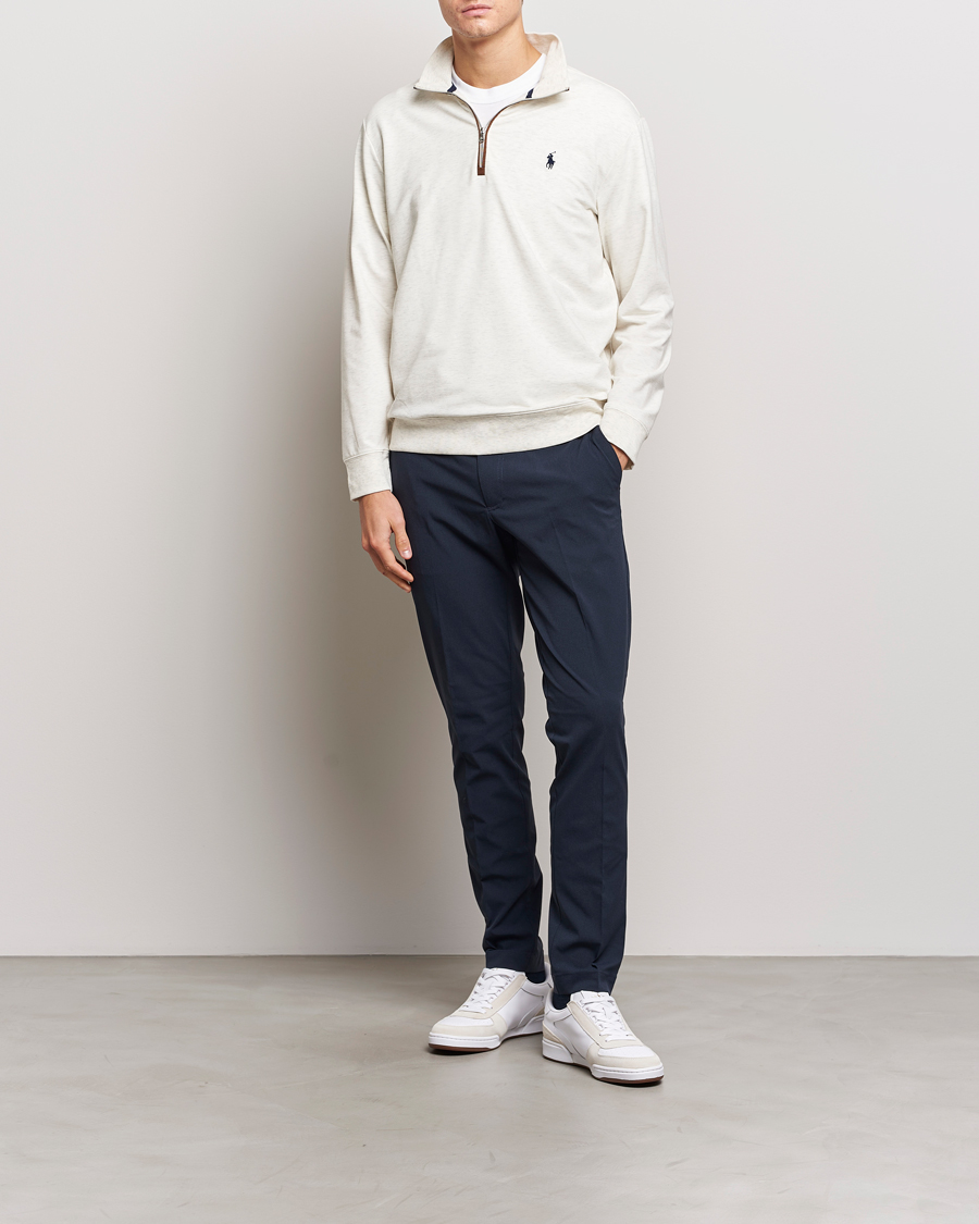 Men | Sweaters & Knitwear | Polo Ralph Lauren Golf | Terry Jersey Half Zip Sweater Oatmeal Heather
