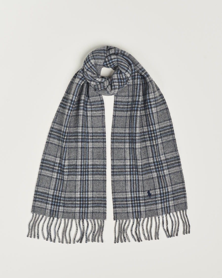 Men | Polo Ralph Lauren Wool Checked Scarf Grey | Polo Ralph Lauren | Wool Checked Scarf Grey