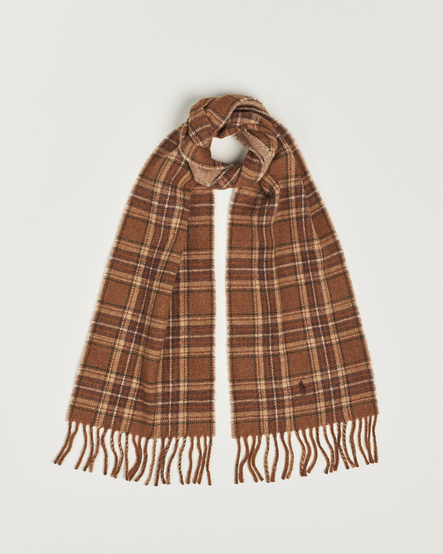Men | Scarves | Polo Ralph Lauren | Wool Checked Scarf Camel/Brown