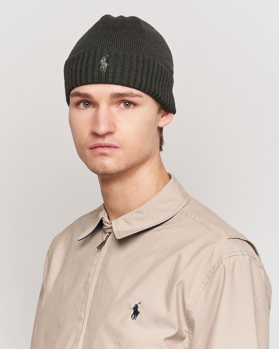Men | Polo Ralph Lauren Merino Wool Beanie Olive Heather | Polo Ralph Lauren | Merino Wool Beanie Olive Heather