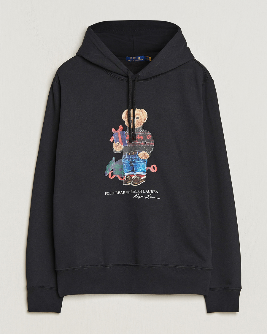 Men | Hooded Sweatshirts | Polo Ralph Lauren | Printed Denim Bear Hoodie Black