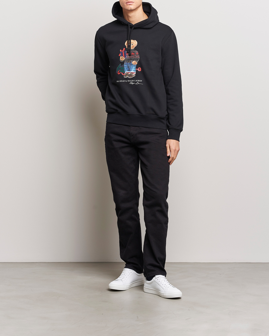 Men | Sweaters & Knitwear | Polo Ralph Lauren | Printed Denim Bear Hoodie Black