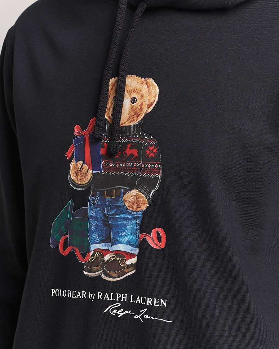 Men | Sweaters & Knitwear | Polo Ralph Lauren | Printed Denim Bear Hoodie Black